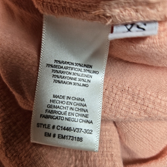Cloth & Stone Anthropologie Womens Peach Linen Blouse XS - Picture 6 of 7